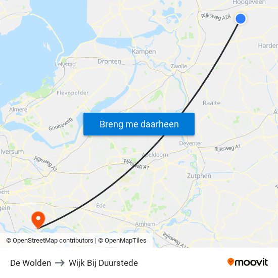 De Wolden to Wijk Bij Duurstede map
