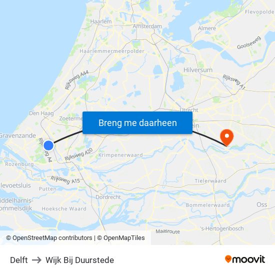 Delft to Wijk Bij Duurstede map