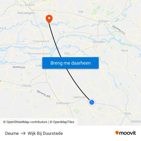 Deurne to Wijk Bij Duurstede map