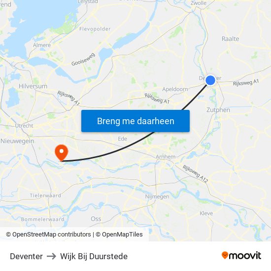Deventer to Wijk Bij Duurstede map