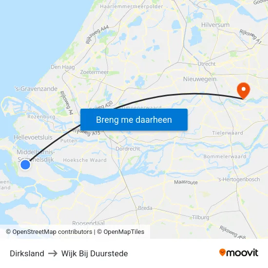 Dirksland to Wijk Bij Duurstede map