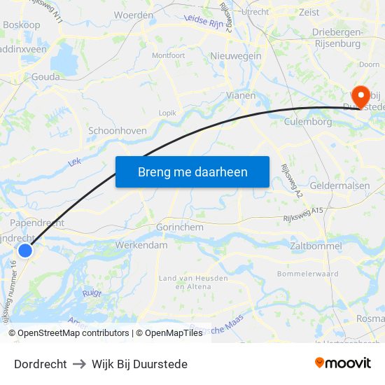 Dordrecht to Wijk Bij Duurstede map