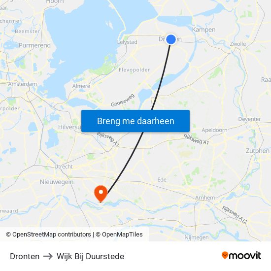 Dronten to Wijk Bij Duurstede map