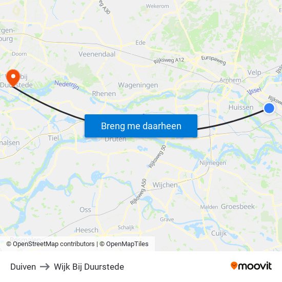 Duiven to Wijk Bij Duurstede map