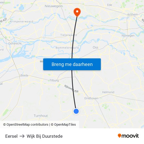 Eersel to Wijk Bij Duurstede map