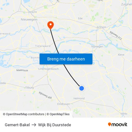 Gemert-Bakel to Wijk Bij Duurstede map