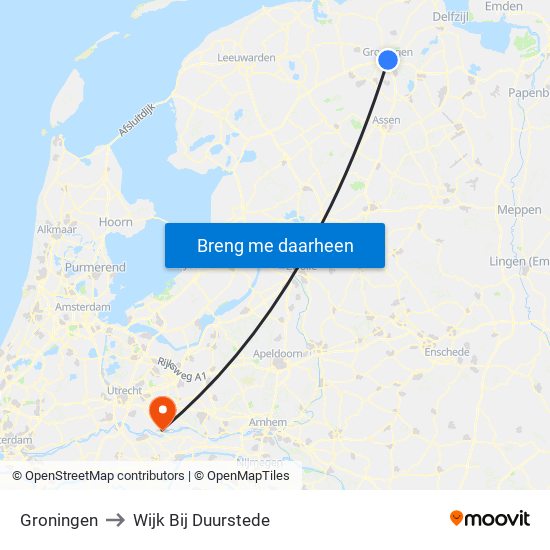 Groningen to Wijk Bij Duurstede map