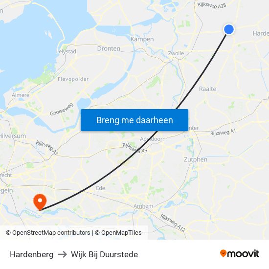 Hardenberg to Wijk Bij Duurstede map