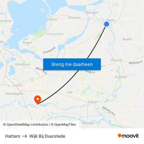 Hattem to Wijk Bij Duurstede map