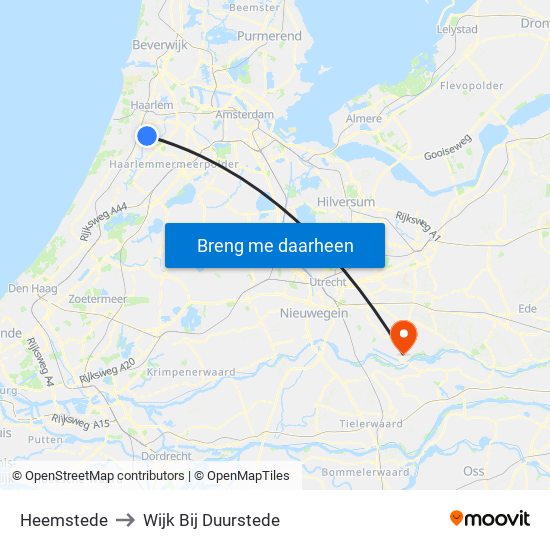 Heemstede to Wijk Bij Duurstede map