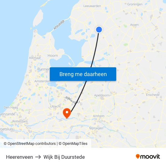 Heerenveen to Wijk Bij Duurstede map