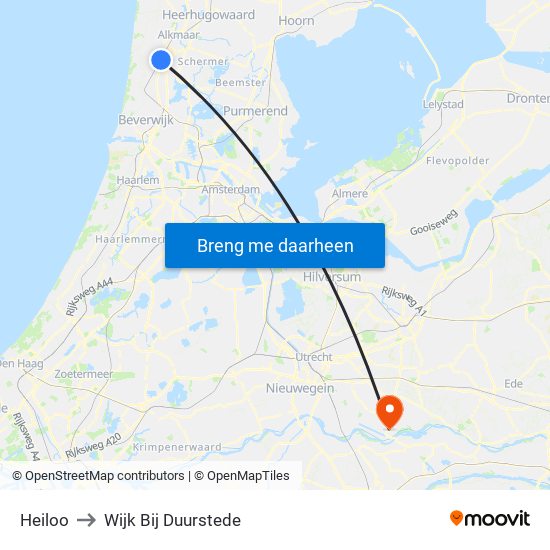 Heiloo to Wijk Bij Duurstede map