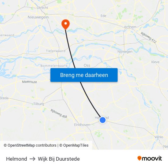 Helmond to Wijk Bij Duurstede map