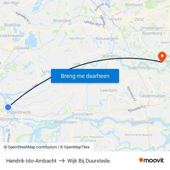 Hendrik-Ido-Ambacht to Wijk Bij Duurstede map