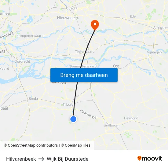 Hilvarenbeek to Wijk Bij Duurstede map