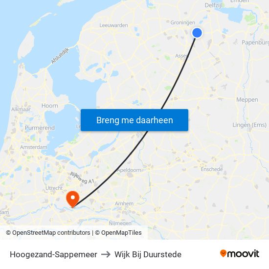Hoogezand-Sappemeer to Wijk Bij Duurstede map