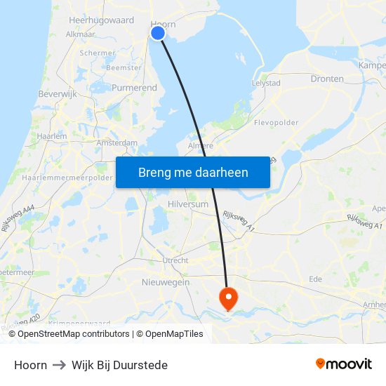 Hoorn to Wijk Bij Duurstede map