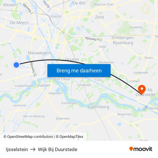 Ijsselstein to Wijk Bij Duurstede map