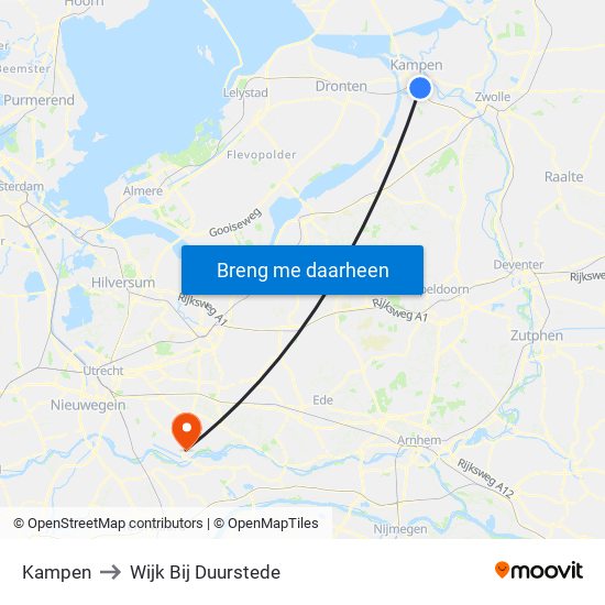 Kampen to Wijk Bij Duurstede map