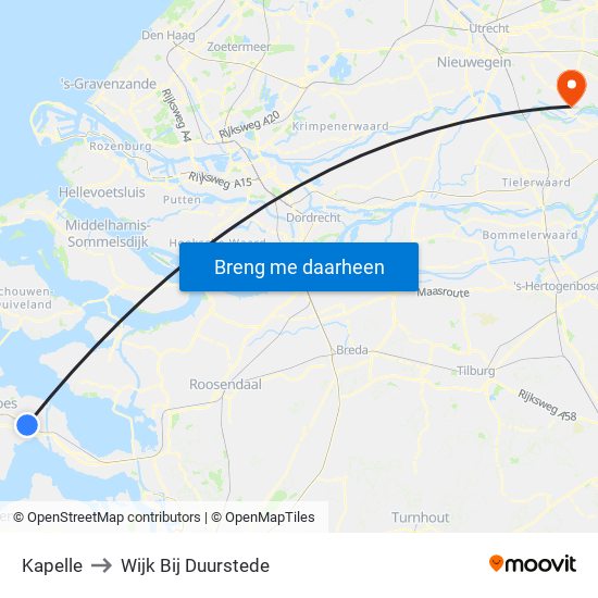 Kapelle to Wijk Bij Duurstede map