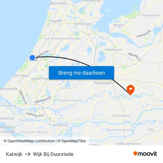 Katwijk to Wijk Bij Duurstede map