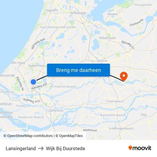 Lansingerland to Wijk Bij Duurstede map
