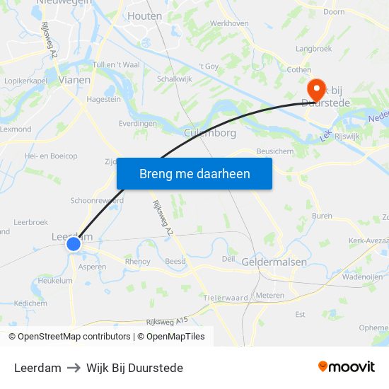 Leerdam to Wijk Bij Duurstede map