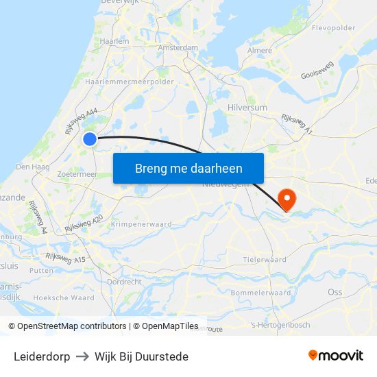 Leiderdorp to Wijk Bij Duurstede map