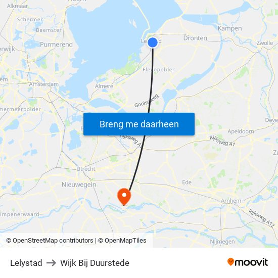 Lelystad to Wijk Bij Duurstede map