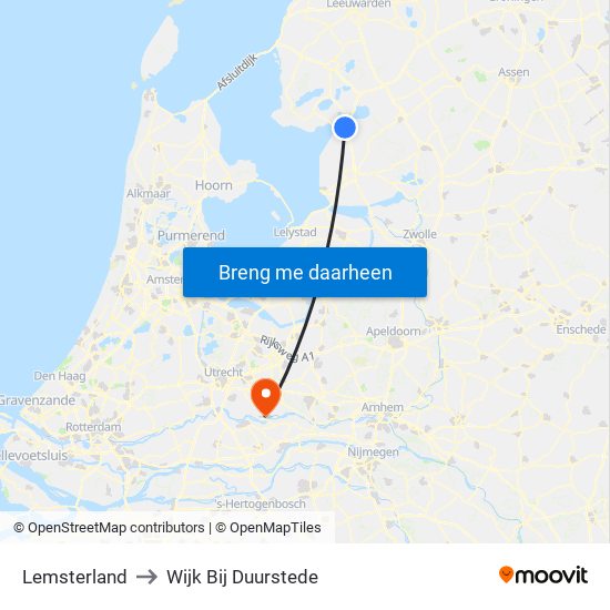 Lemsterland to Wijk Bij Duurstede map