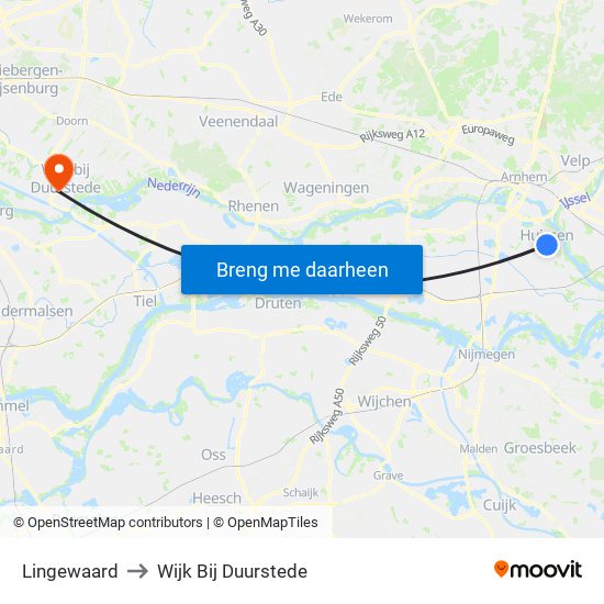 Lingewaard to Wijk Bij Duurstede map