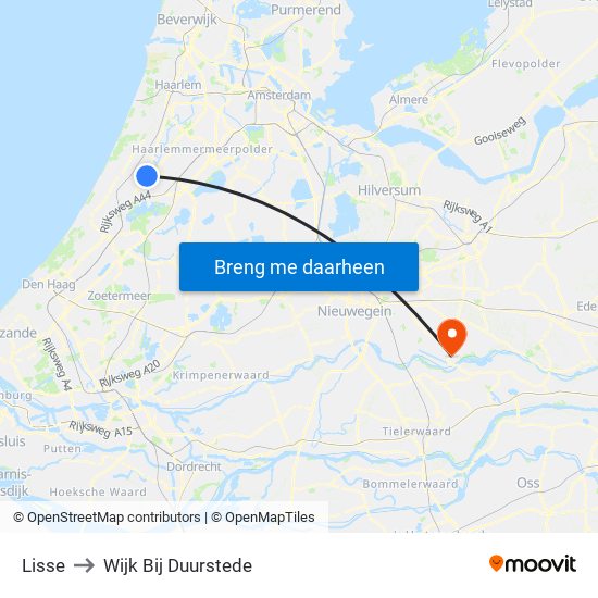 Lisse to Wijk Bij Duurstede map