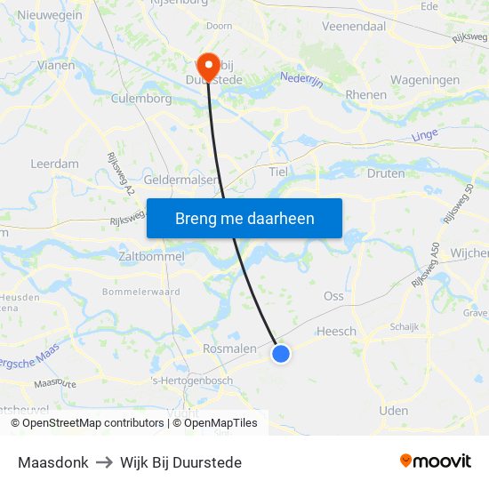 Maasdonk to Wijk Bij Duurstede map