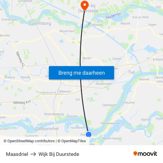 Maasdriel to Wijk Bij Duurstede map
