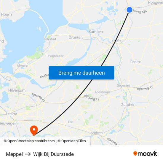Meppel to Wijk Bij Duurstede map