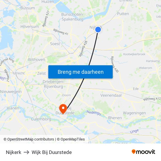 Nijkerk to Wijk Bij Duurstede map