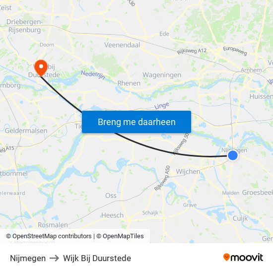 Nijmegen to Wijk Bij Duurstede map