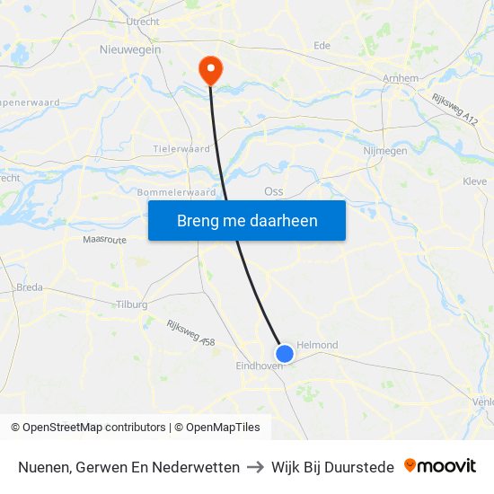 Nuenen, Gerwen En Nederwetten to Wijk Bij Duurstede map