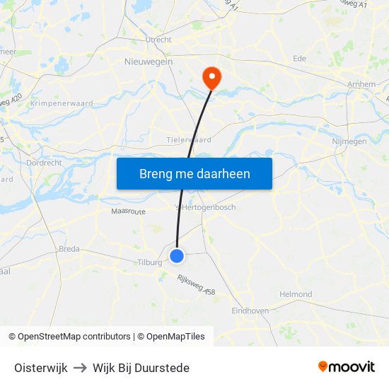 Oisterwijk to Wijk Bij Duurstede map