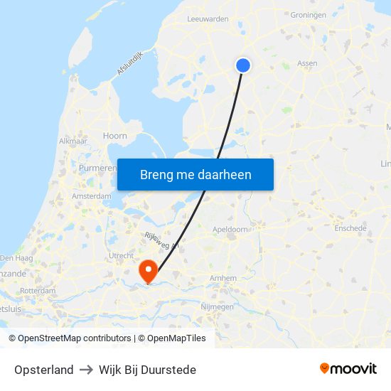 Opsterland to Wijk Bij Duurstede map