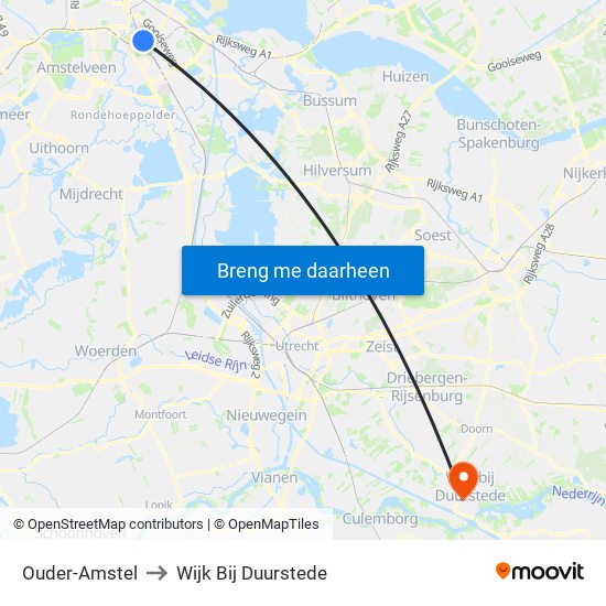 Ouder-Amstel to Wijk Bij Duurstede map