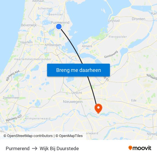 Purmerend to Wijk Bij Duurstede map