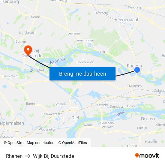 Rhenen to Wijk Bij Duurstede map