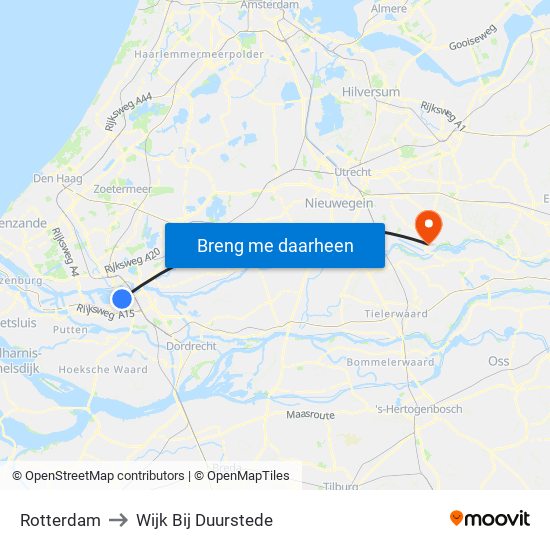 Rotterdam to Wijk Bij Duurstede map