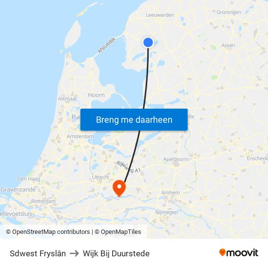 Sdwest Fryslân to Wijk Bij Duurstede map