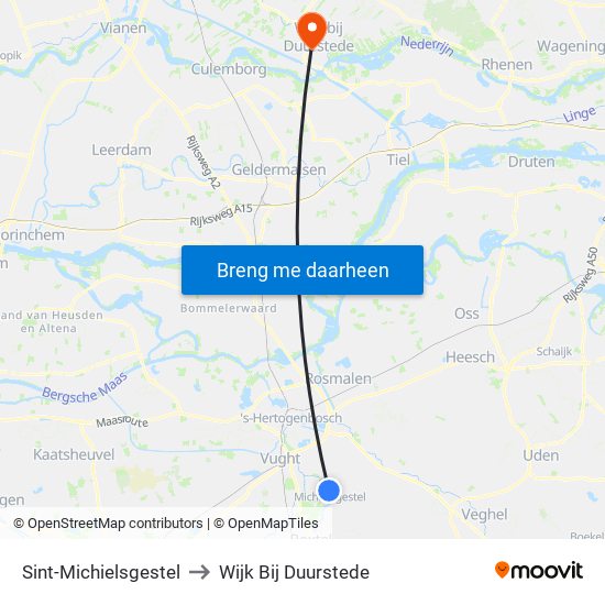 Sint-Michielsgestel to Wijk Bij Duurstede map