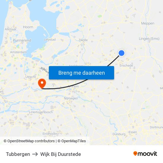 Tubbergen to Wijk Bij Duurstede map