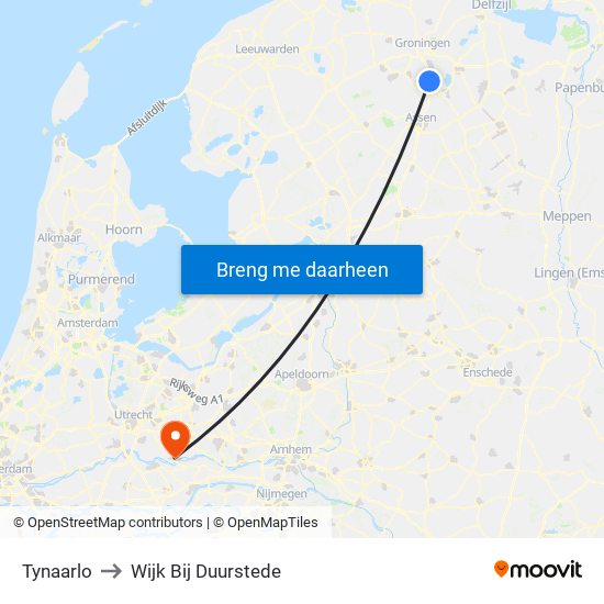 Tynaarlo to Wijk Bij Duurstede map