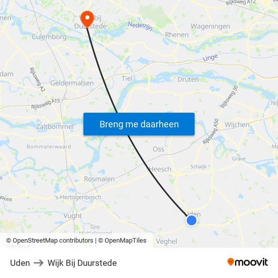 Uden to Wijk Bij Duurstede map