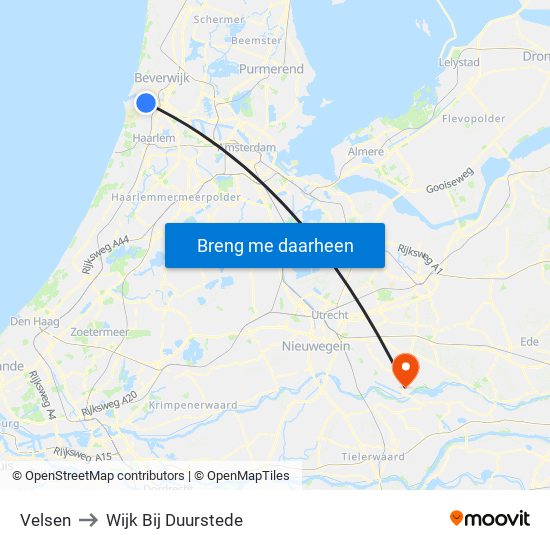 Velsen to Wijk Bij Duurstede map